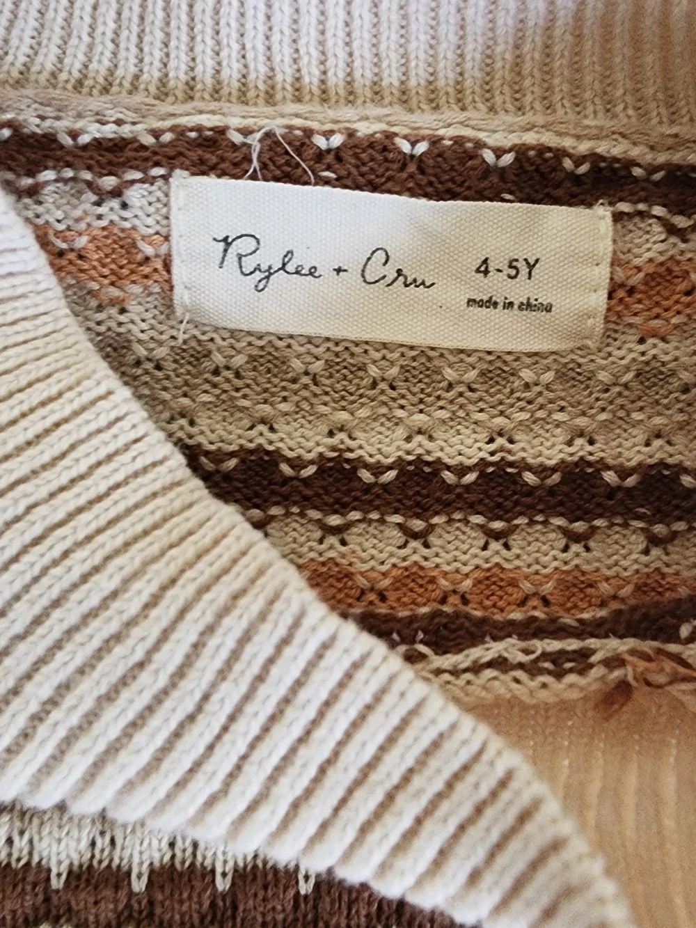 Rylee + Cru Cream, Tan & Brown Striped Cowl Sweater Set